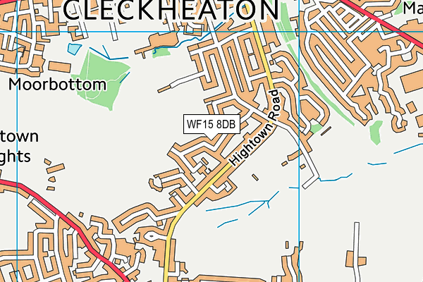 WF15 8DB map - OS VectorMap District (Ordnance Survey)