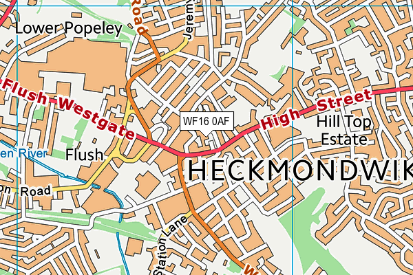 WF16 0AF map - OS VectorMap District (Ordnance Survey)