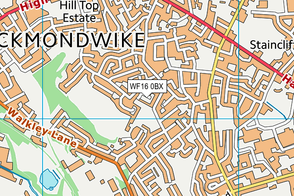 WF16 0BX map - OS VectorMap District (Ordnance Survey)