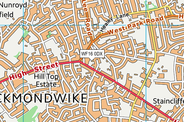 WF16 0DX map - OS VectorMap District (Ordnance Survey)