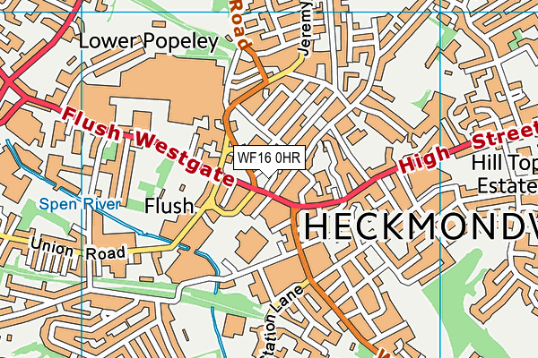 WF16 0HR map - OS VectorMap District (Ordnance Survey)