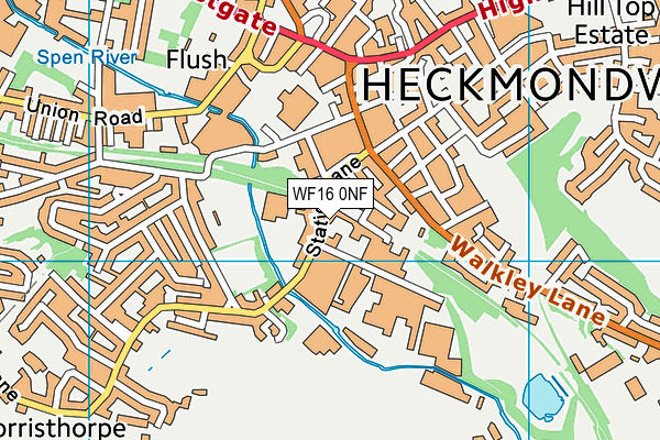 WF16 0NF map - OS VectorMap District (Ordnance Survey)