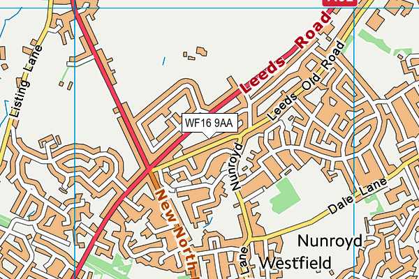 WF16 9AA map - OS VectorMap District (Ordnance Survey)