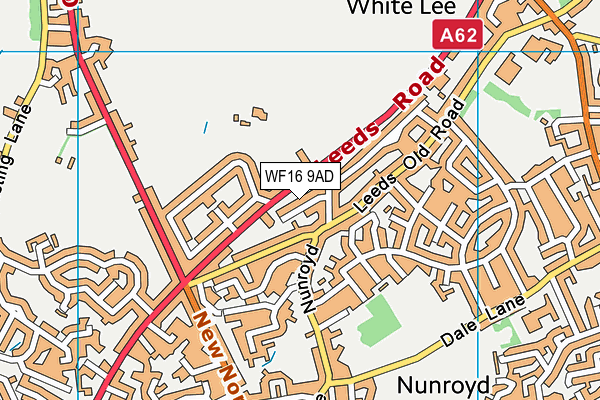 WF16 9AD map - OS VectorMap District (Ordnance Survey)