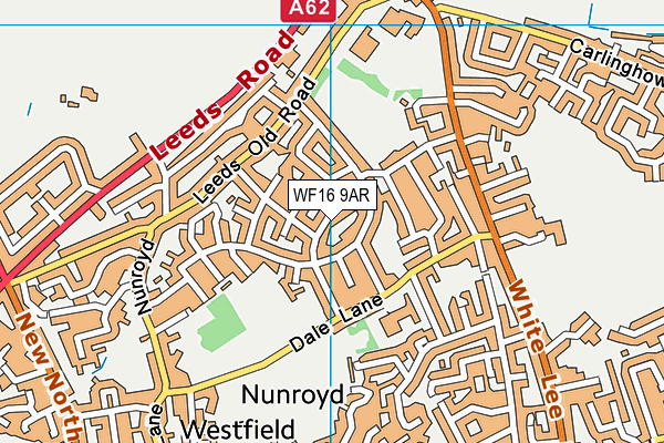 WF16 9AR map - OS VectorMap District (Ordnance Survey)