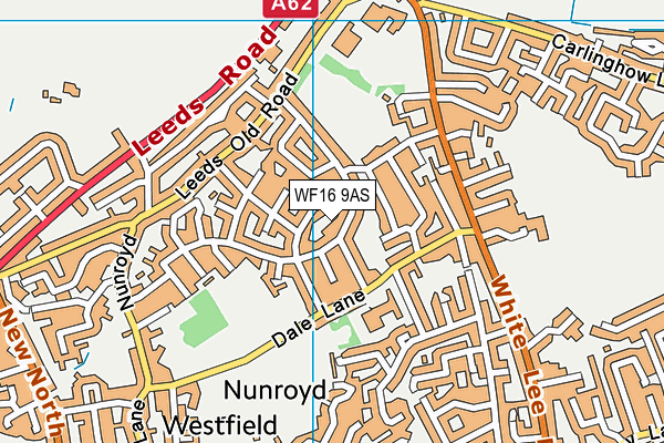 WF16 9AS map - OS VectorMap District (Ordnance Survey)