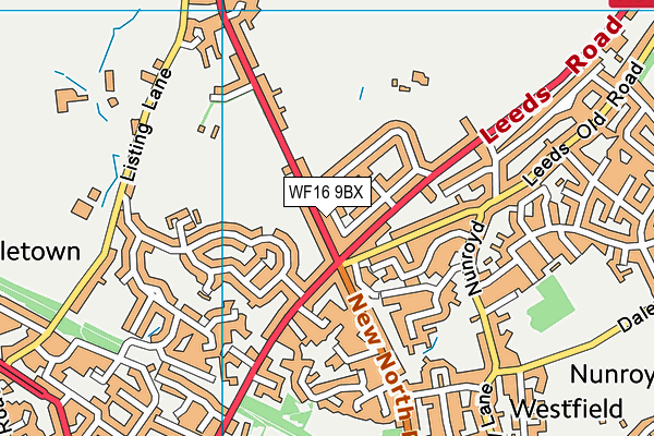 WF16 9BX map - OS VectorMap District (Ordnance Survey)
