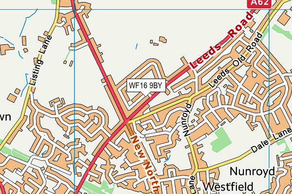 WF16 9BY map - OS VectorMap District (Ordnance Survey)