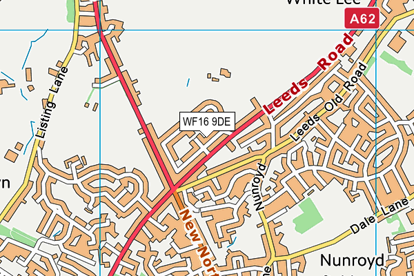 WF16 9DE map - OS VectorMap District (Ordnance Survey)