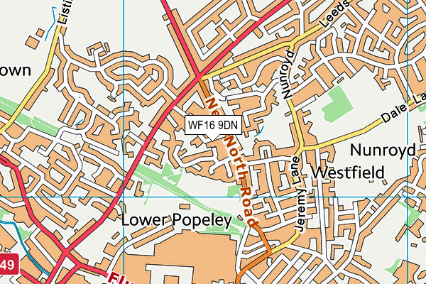 WF16 9DN map - OS VectorMap District (Ordnance Survey)
