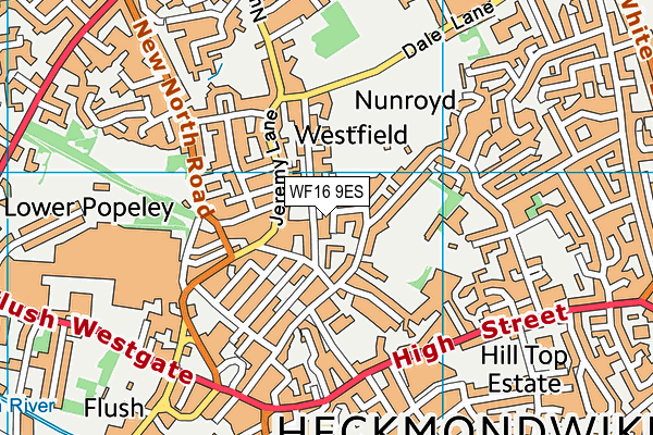WF16 9ES map - OS VectorMap District (Ordnance Survey)