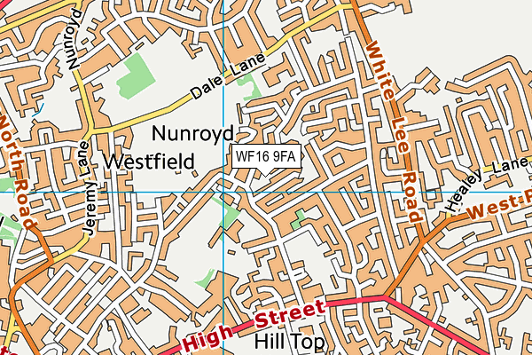 WF16 9FA map - OS VectorMap District (Ordnance Survey)