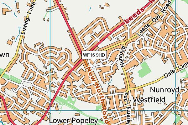 WF16 9HD map - OS VectorMap District (Ordnance Survey)