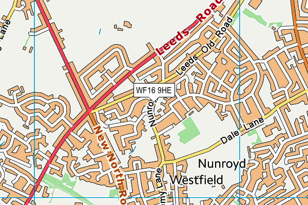 WF16 9HE map - OS VectorMap District (Ordnance Survey)