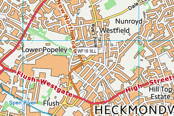 WF16 9LL map - OS VectorMap District (Ordnance Survey)