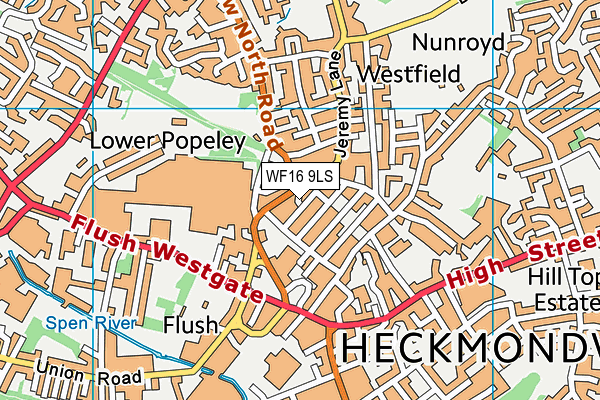 WF16 9LS map - OS VectorMap District (Ordnance Survey)