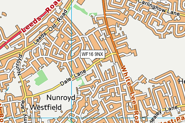 WF16 9NX map - OS VectorMap District (Ordnance Survey)