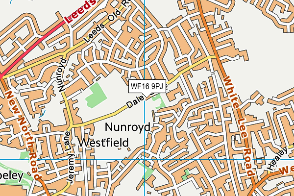 WF16 9PJ map - OS VectorMap District (Ordnance Survey)