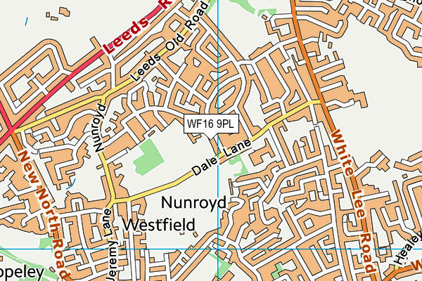 WF16 9PL map - OS VectorMap District (Ordnance Survey)