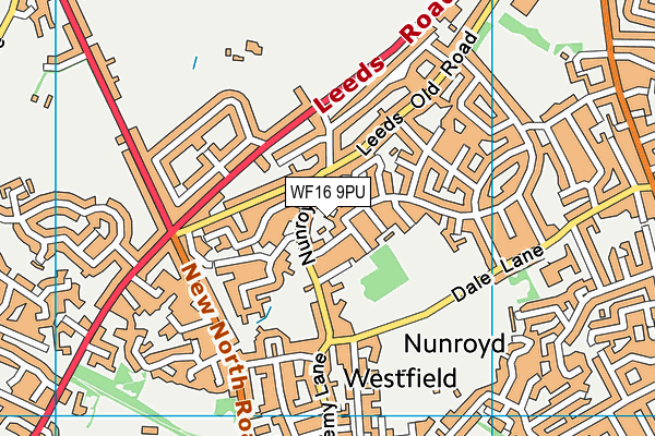WF16 9PU map - OS VectorMap District (Ordnance Survey)