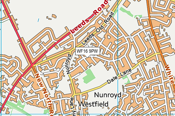 WF16 9PW map - OS VectorMap District (Ordnance Survey)