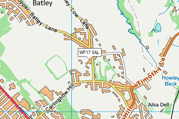WF17 0AL map - OS VectorMap District (Ordnance Survey)