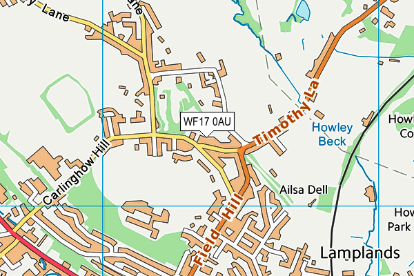 WF17 0AU map - OS VectorMap District (Ordnance Survey)