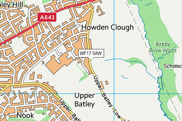 WF17 0AW map - OS VectorMap District (Ordnance Survey)