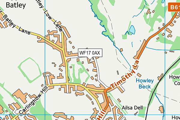 WF17 0AX map - OS VectorMap District (Ordnance Survey)
