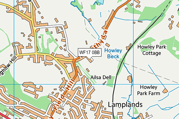 WF17 0BB map - OS VectorMap District (Ordnance Survey)