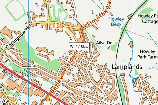 WF17 0BE map - OS VectorMap District (Ordnance Survey)