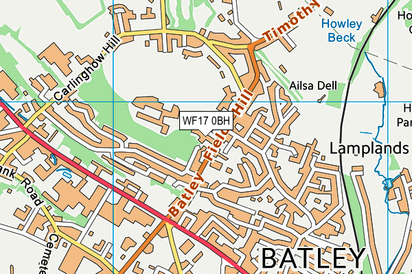 WF17 0BH map - OS VectorMap District (Ordnance Survey)