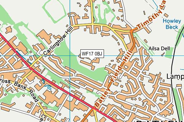 WF17 0BJ map - OS VectorMap District (Ordnance Survey)