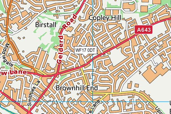 WF17 0DT map - OS VectorMap District (Ordnance Survey)