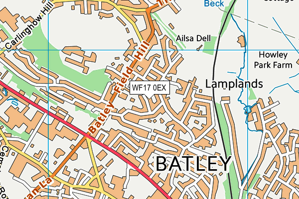 WF17 0EX map - OS VectorMap District (Ordnance Survey)