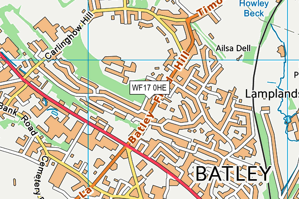 WF17 0HE map - OS VectorMap District (Ordnance Survey)