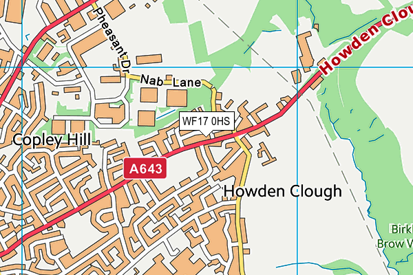 WF17 0HS map - OS VectorMap District (Ordnance Survey)