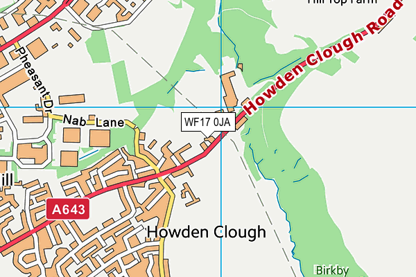 WF17 0JA map - OS VectorMap District (Ordnance Survey)