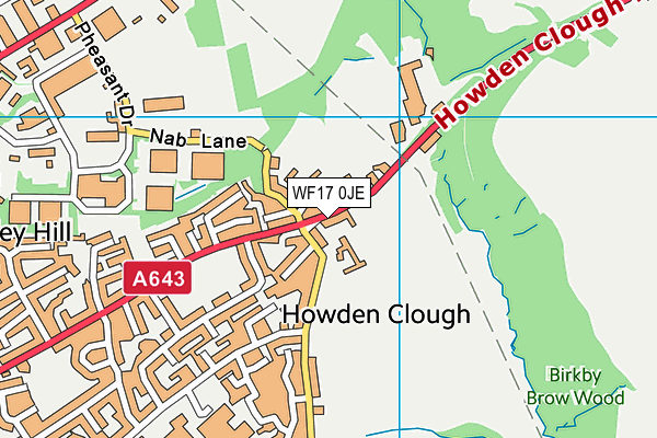 WF17 0JE map - OS VectorMap District (Ordnance Survey)