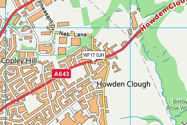 WF17 0JH map - OS VectorMap District (Ordnance Survey)