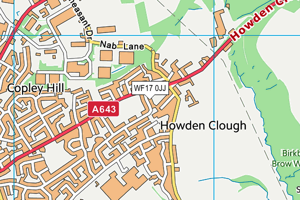 WF17 0JJ map - OS VectorMap District (Ordnance Survey)