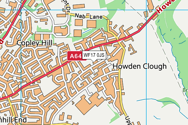 WF17 0JS map - OS VectorMap District (Ordnance Survey)