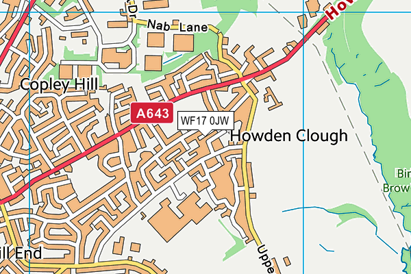 WF17 0JW map - OS VectorMap District (Ordnance Survey)