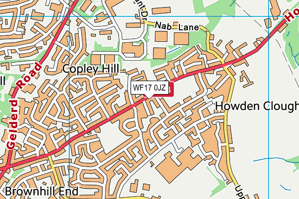 WF17 0JZ map - OS VectorMap District (Ordnance Survey)