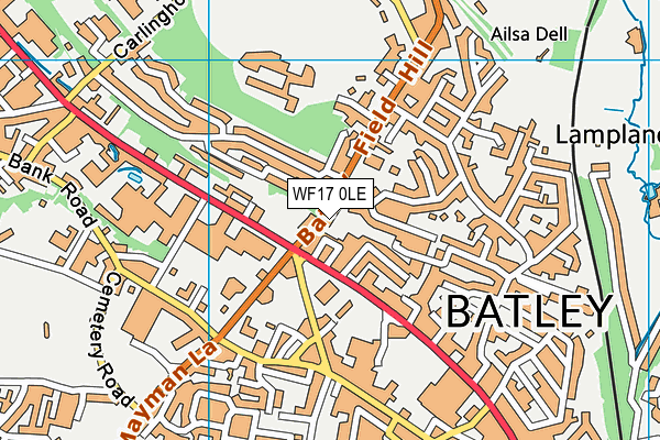 WF17 0LE map - OS VectorMap District (Ordnance Survey)