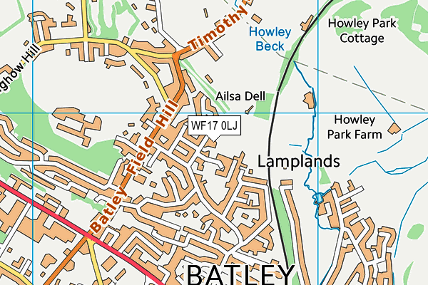 WF17 0LJ map - OS VectorMap District (Ordnance Survey)