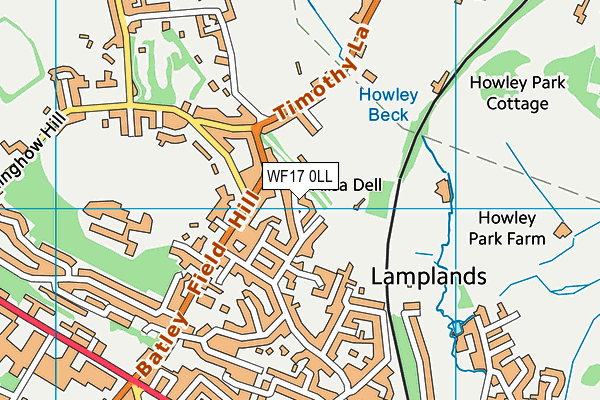 WF17 0LL map - OS VectorMap District (Ordnance Survey)