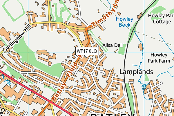 WF17 0LQ map - OS VectorMap District (Ordnance Survey)