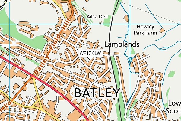 WF17 0LW map - OS VectorMap District (Ordnance Survey)