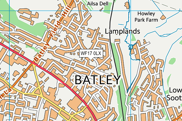 WF17 0LX map - OS VectorMap District (Ordnance Survey)